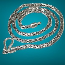 sterling silver byzantine chain necklace 24.5 Grams 17.5” - £99.91 GBP