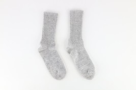 Vintage 70s Streetwear Wool Blend Knit Winter Boot Socks Heather Gray Mens Large - £43.48 GBP