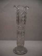 VINTAGE Crystal TALL Vase ROUND Shape CIRCLE Indents VARIOUS Patterns Sc... - $137.12