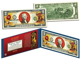 Chinese Zodiac YEAR OF THE MONKEY Colorized $2 Bill US Legal Tender Luck... - $13.06