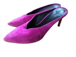 Rebecca Minkoff Slip On Mule 3.5&quot; Heels Fuchsia Pink Suede Womens Size 7.5 - £29.86 GBP