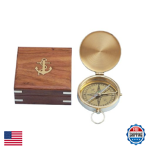 Hampton Nautical Solid Brass Gentlemen's Compass w/ Rosewood Box 4" - $39.57