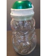 Holiday Snowman Candy Jar w/ Hat Lid Christmas Libbey of Canada Clear Gl... - $19.79