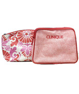 2 Clinique Vintage 1990’s Cosmetic Bags Pouches Pink Fleur-De-Lis Print ... - £8.75 GBP