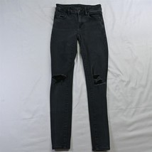 American Eagle 0 Jegging Washed Black Destroyed Next Level Stretch Denim Jeans - $10.99