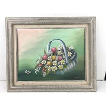 VTG Floral Arrangements Oil Painting Canvas Wall Artwork Signed &#39;01 Framed - $50.39