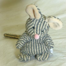 Russ Berrie Sniffy Mouse Beanbag Toy Striped Gray Cream Plush Terry Cloth - £31.19 GBP
