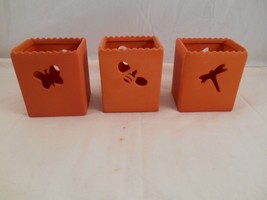 Set of 3 Hallmark Terra Cotta Tea Light Holders Bumble Bee Butterfly &amp; D... - £6.12 GBP