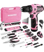 WORKPRO Pink Tool Set with Power Drill, 108PCS Portable Ladies Pink Dril... - £105.61 GBP