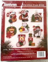 Janlynn Beaded Holiday Friends 8 Christmas Ornaments Cross Stitch Kit - $23.70