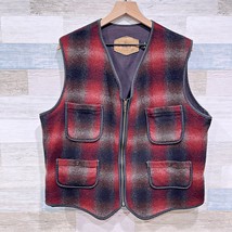 Woolrich Vintage Tweed Hunting Vest Jacket Plaid Full Zip USA Made Mens Large - $148.49