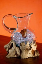 Glass Jug Root Wood Wine Decanter Carafe Jug Solid Wood Decoration Gift - $132.37