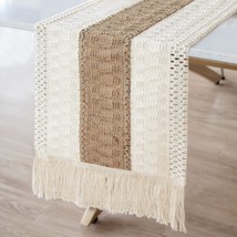 Macrame Table Runner Farmhouse Style, Natural Burlap Boho Table Runner M... - £19.01 GBP