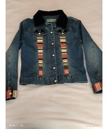 Too She She Colorful Embroidered Rhinestone Jean Jacket Size S - £14.01 GBP