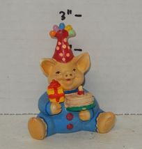Russ Berrie Nik Nak Figure Statue Pig with Birthday Hat Cake and Present - $14.80
