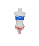  Womens Bikini and Wrap 4 Pieces Patriotic Stars Stripes Red White Blue M-L - £16.41 GBP