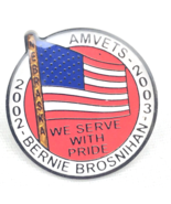 AMVETS USA Flag Bernie Brosnihan Silver Tone Enamel 02-03 Veteran Pin - $9.95