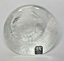 Mats Jonasson Crystal Small Eagle Head Paperweight 3” U92 - $18.99