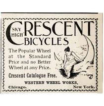 Crescent Bicycles Western Wheel 1897 Advertisement Victorian Bikes ADBN1rrr - $372.61 MXN