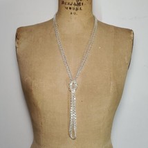 Necklace 48&quot; Popcorn Chain Square Knot Silver Hollow Lightweight Fashion - £13.79 GBP