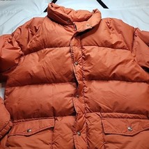 VTG Pacific Trail Goose Down Puffer Jacket Mens Size Large Orange Snap Off Hood  - £97.06 GBP