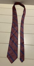 Vintage Sears Mens Store with Blue Diagonal Stripes Necktie Plum and Blue - £7.82 GBP