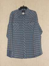 NEW MENS Wrangler WESTERN STYLE PEARL SNAP BLUE PLAID SHIRT SIZE XXL - £22.02 GBP