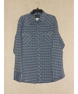 NEW MENS Wrangler WESTERN STYLE PEARL SNAP BLUE PLAID SHIRT SIZE XXL - $38.30 CAD