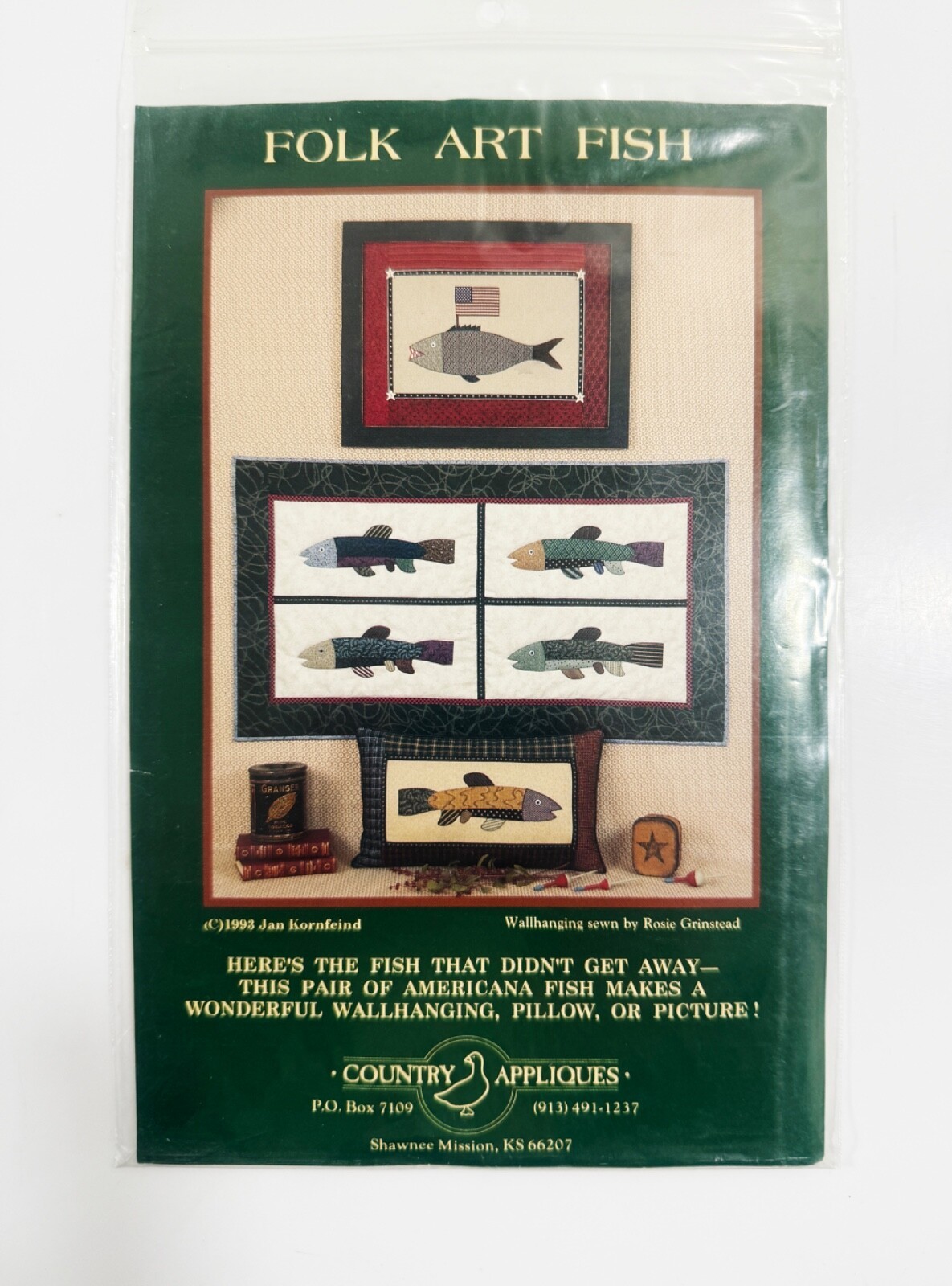 Folk Art Fish Pattern (Country Appliques) #CA-77 (Pillow, Hanging, or Pi... - $9.89