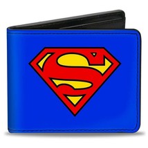 Superman Symbol on Blue Vegan Leather Bi-Fold Wallet Blue - £20.54 GBP
