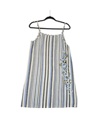 Angie Womens Medium Mini Dress Floral Embroidered Stripes Blue Shift Boh... - $12.36