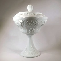 Colony Harvest Milk Glass Compote with Lid Vintage Mid-Century Wedding B... - $34.70
