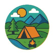 Camping tent in green forest - Cross Stitch Pattern PDF - Instant Download - $5.00