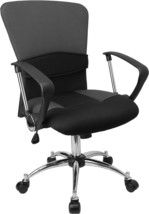 Mid-Back Grey Mesh Swivel Task Office Chair From Flash Furniture With Arms And - £120.35 GBP