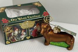 BROWN DACHSHUND GLASS ORNAMENT Old World Christmas New Dog W Box &amp; Tag - £10.99 GBP