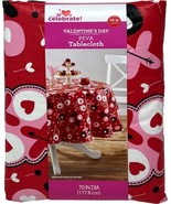 Celebrate Vinyl Tablecloth Valentines Hugs and Kisses 70R - $15.79