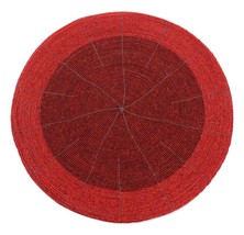 Bliss Beaded Christmas Round Place Table Mat 12&quot; - Red - $13.07