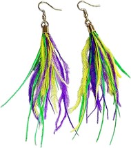 Mardi Gras Dangle Earrings for Women Mardi Gras Accessory Carnival Parade Party  - £17.57 GBP