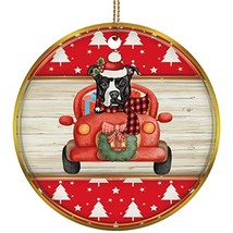 hdhshop24 Funny Pitbull Terrier Dog Ride Car Ornament Gift Pine Tree Pattern Dec - £15.61 GBP