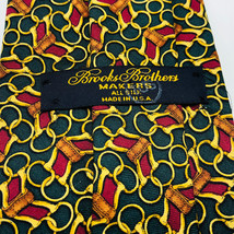 Brooks Brothers Bros Necktie tie all silk usa made chain fasten red gree... - £11.61 GBP