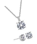 Cubic Zirconia Stud Earrings and Necklace - £158.26 GBP