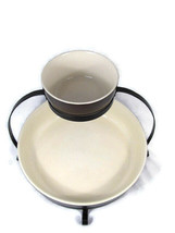 Parini 2 Tier Chip &amp; Dip Serving Tray Set With Rack Brown/Cream - £39.95 GBP