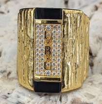 UBU Designer Ring .925 Sterling Silver Base w/18kt Gold, Moissenite, Agate - £191.16 GBP