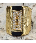 UBU Designer Ring .925 Sterling Silver Base w/18kt Gold, Moissenite, Agate - £190.97 GBP