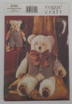 VOGUE PATTERNS #9785 BEAR &amp; CLOTHING STANDS 23&quot; TALL OVERALLS BOWTIE UNC... - $9.99