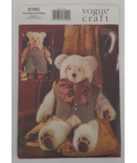 VOGUE PATTERNS #9785 BEAR &amp; CLOTHING STANDS 23&quot; TALL OVERALLS BOWTIE UNC... - £7.85 GBP