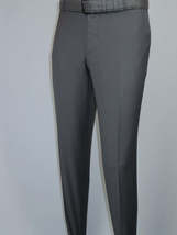 Men's MONO Turkey Slacks 100% Wool Plain Front Slim Fit 2502-08 Mid Gray image 4