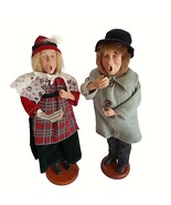 Victorian Christmas Carolers Couple Figures 13&quot; Open Mouths Set of 2 - £22.24 GBP