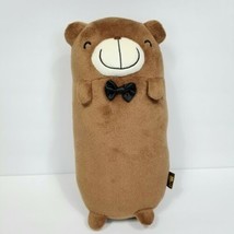 Choco Teddy Plush Stuffed Animal Brown Bear Pillow Black Bow Tie X-Mind 11&quot; - £15.50 GBP