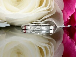 3.20Ct Baguette Simulated Diamond 14k White Gold Over Wedding Eternity Band Ring - £75.97 GBP